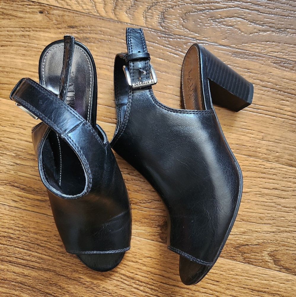 Lauren Ralph lauren peep toe ankle adjustable strap heels size US 6.5